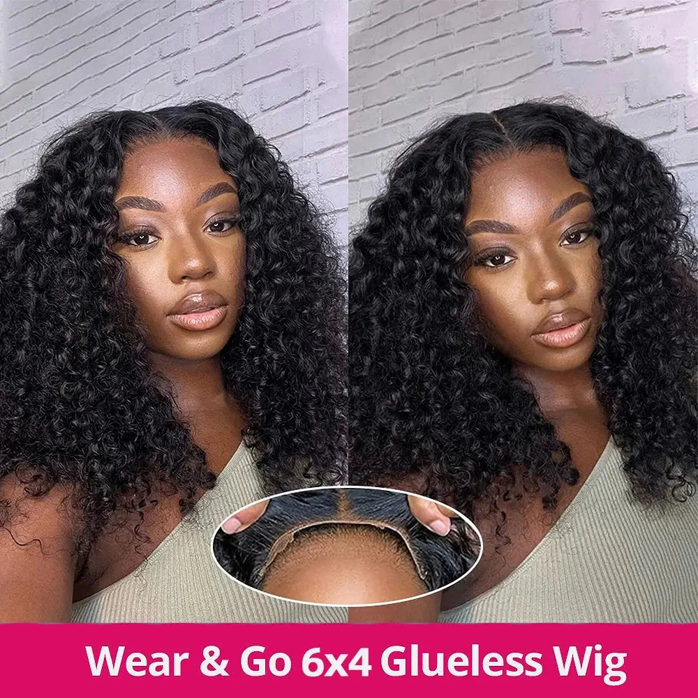 Wear And Go 13x4 Water Wave Bob Lace Wig For Women Curly 6x4 Glueless Human Hair Wig Ready To Go Human Hair Wigs Pre Cut No Lace T.L.H.M