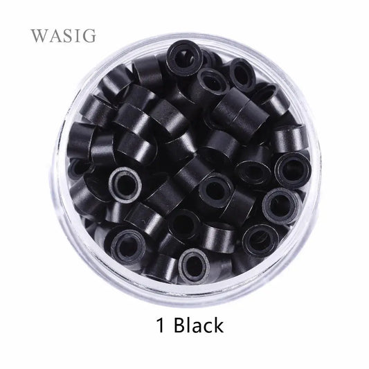 1000Pcs 5mm Silicone Lined Micro Rings Links Beads for I Tip Hair Extension Tools  9 Colors Optional T.L.H.M