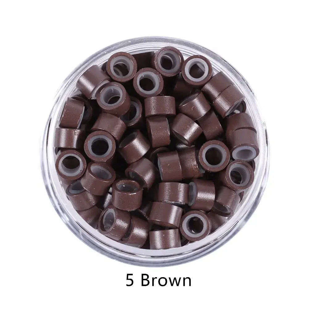 1000Pcs 5mm Silicone Lined Micro Rings Links Beads for I Tip Hair Extension Tools  9 Colors Optional T.L.H.M