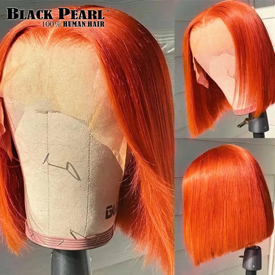 Ginger Human Hair Glueless Wig Short Bob Human Hair Wig Pink ,613 T.L.H.M