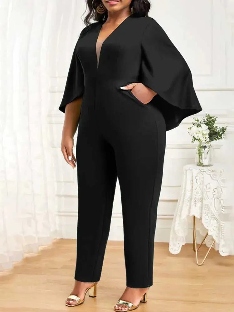 Batwing Sleeves Plus Size Sexy Jumpsuit T.L.H.M