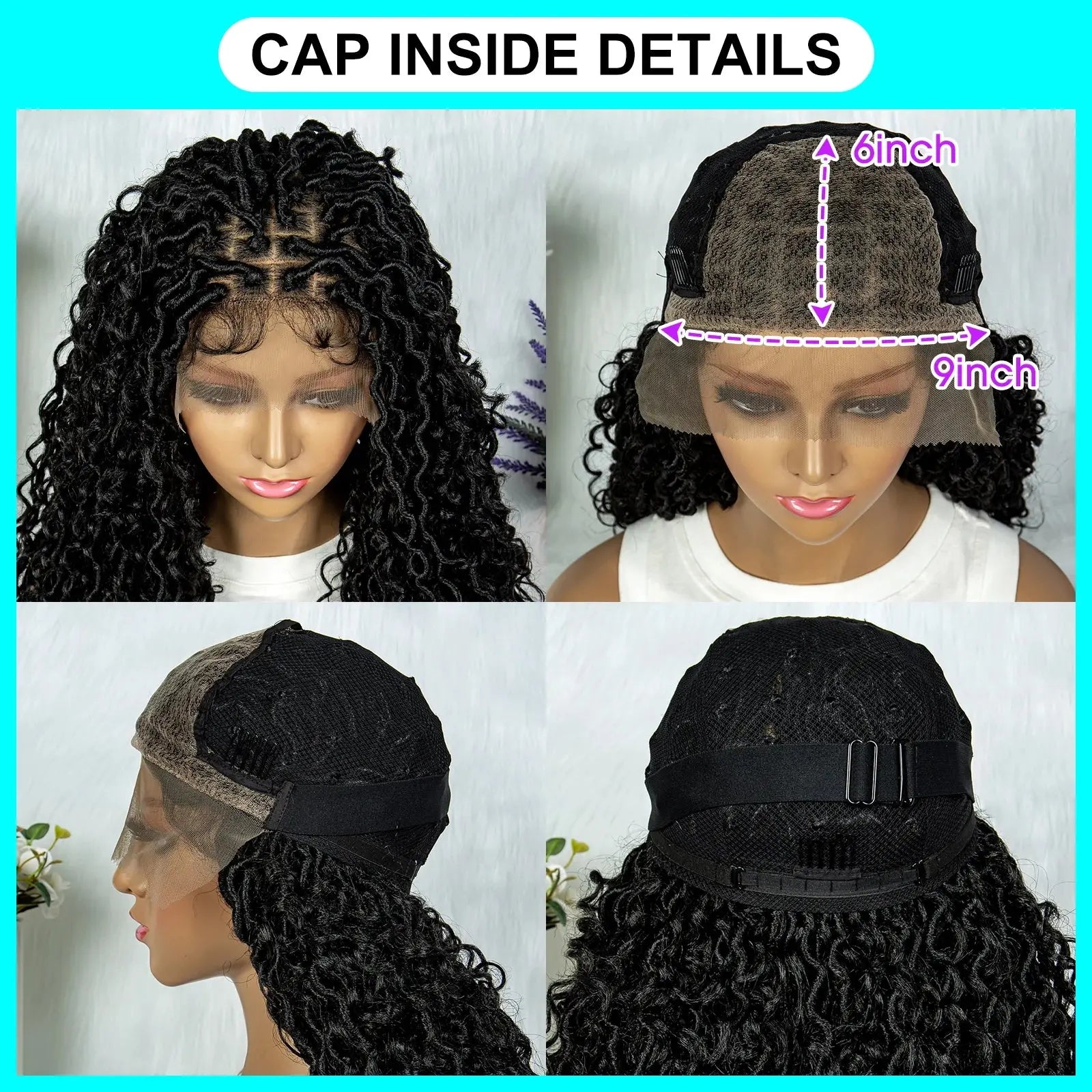 Synthetic Lace Front Wig Braided Water Wave Butterfly Locs Wig Knotless Box Braids T.L.H.M