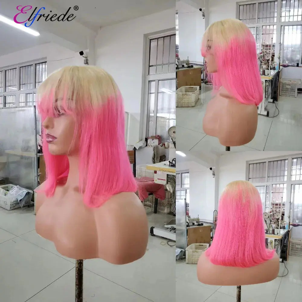 Elfriede #613 /Pink Bob Wigs Human Hair Wigs Straight T.L.H.M