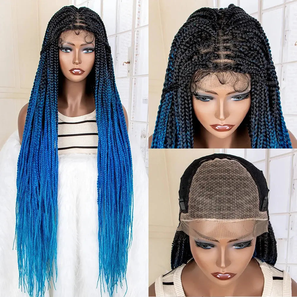 New Synthetic 9x6 Lace Frontal Colorful Braided Wigs 36 Inches T.L.H.M