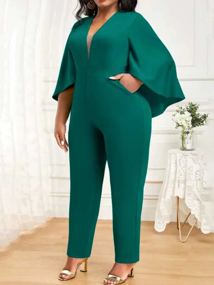 Batwing Sleeves Plus Size Sexy Jumpsuit T.L.H.M