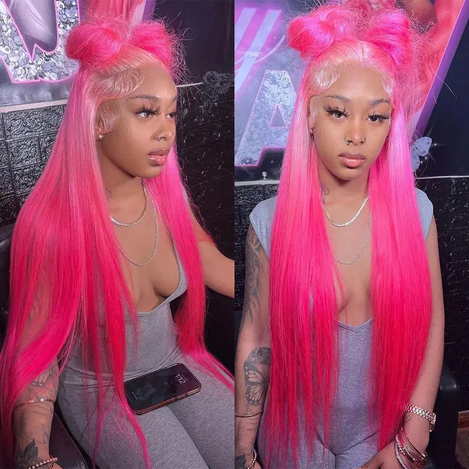 13x6 Glueless Pink Straight Lace Frontal Wig T.L.H.M