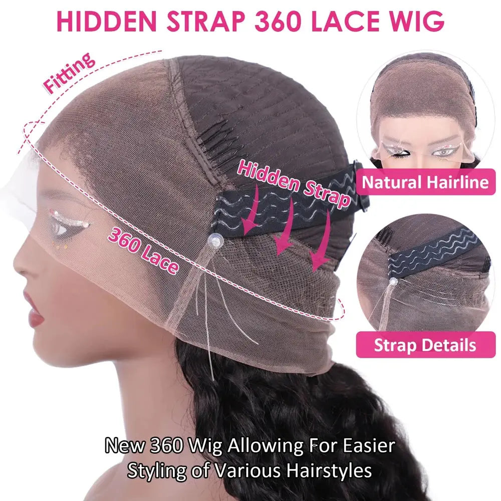 Deep Wave 360 Full Lace Brazilian Wig with Hidden Strap T.L.H.M