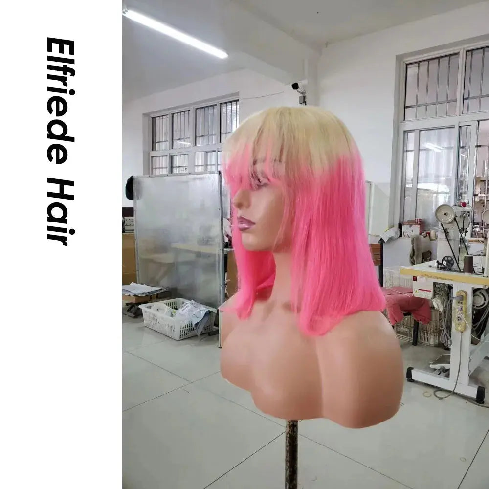 Elfriede #613 /Pink Bob Wigs Human Hair Wigs Straight T.L.H.M