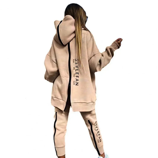 Oversized Tracksuit Back Zipper Long Hoodie + Pants Set Pullover Two-Piece  Outfits T.L.H.M