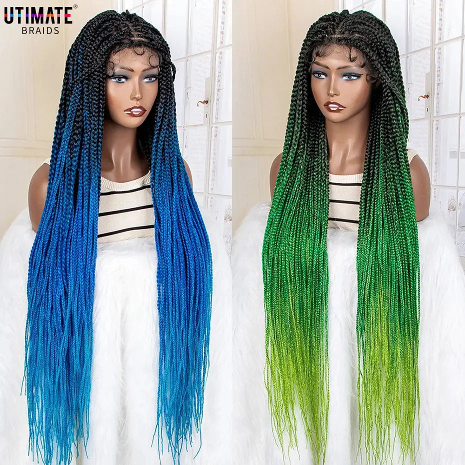 New Synthetic 9x6 Lace Frontal Colorful Braided Wigs 36 Inches T.L.H.M