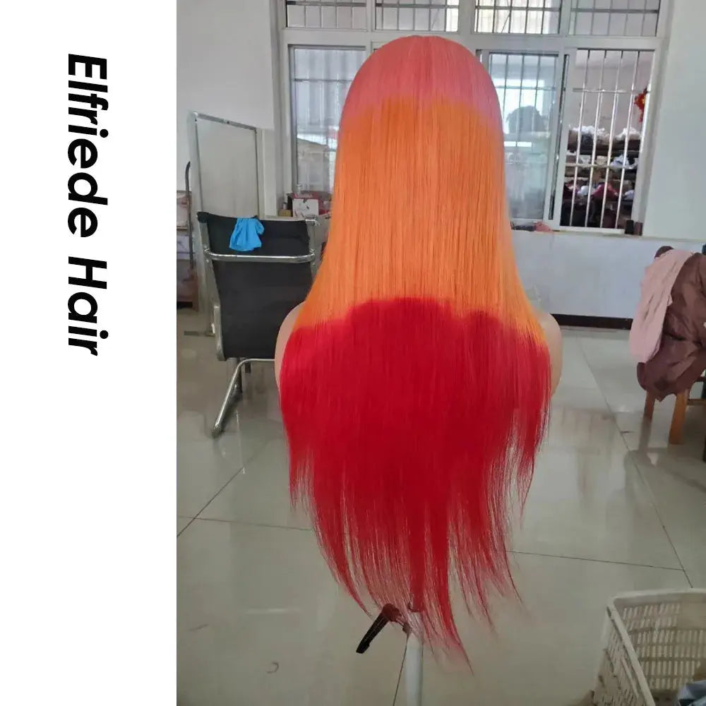 Pink Orange Red Straight Colored 4x4 13X4 13X6 HD Lace Frontal WigS 100% Human Hair T.L.H.M