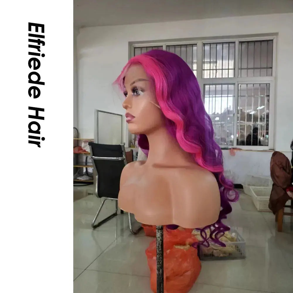 Elfriede Dark Purple/Pink Skunk Stripe Loose Wave Lace Wig T.L.H.M