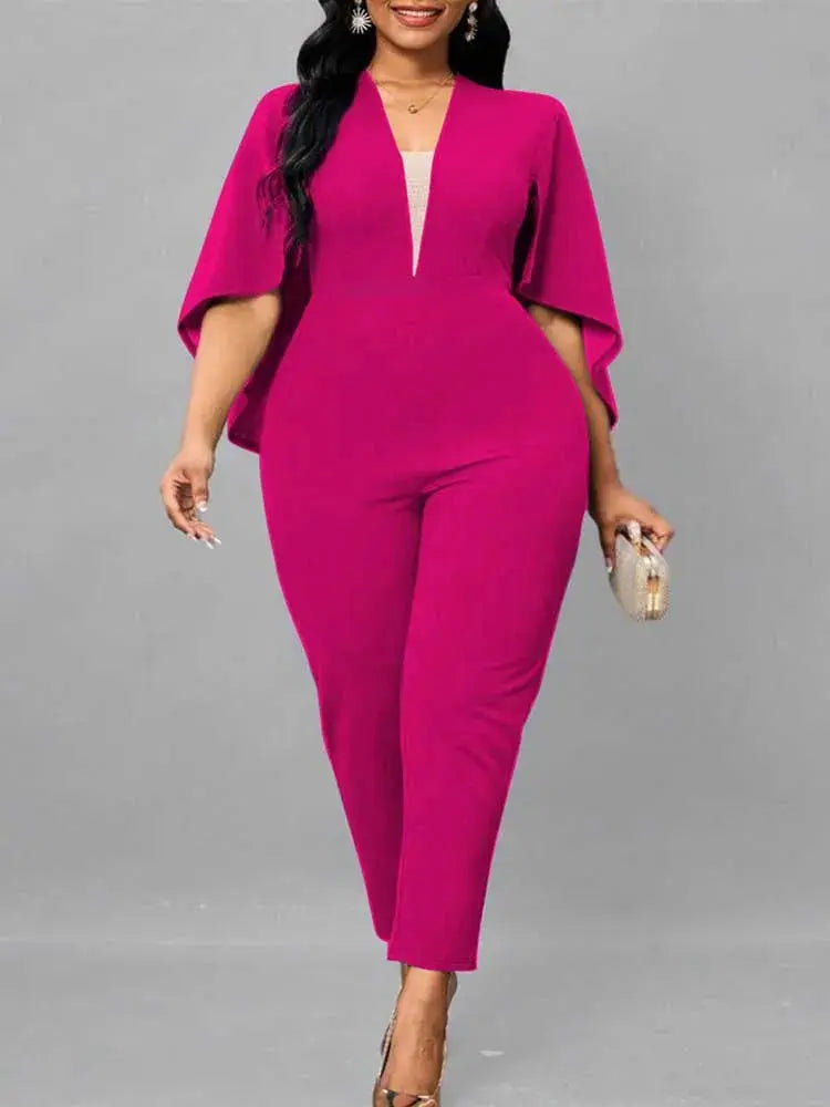 Batwing Sleeves Plus Size Sexy Jumpsuit T.L.H.M