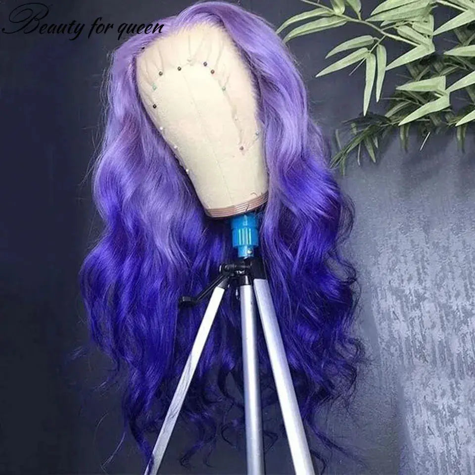 Body Wave Blue/Purple Lace Front Human Hair Wig T.L.H.M