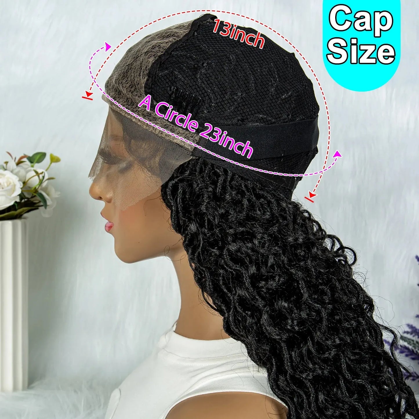 Synthetic Lace Front Wig Braided Water Wave Butterfly Locs Wig Knotless Box Braids T.L.H.M