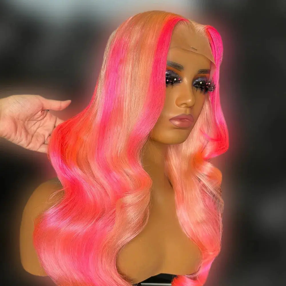 Wear & Go Glueless 13x4 Lace Frontal Wig with Silver, Pink, and 613 Highlights T.L.H.M