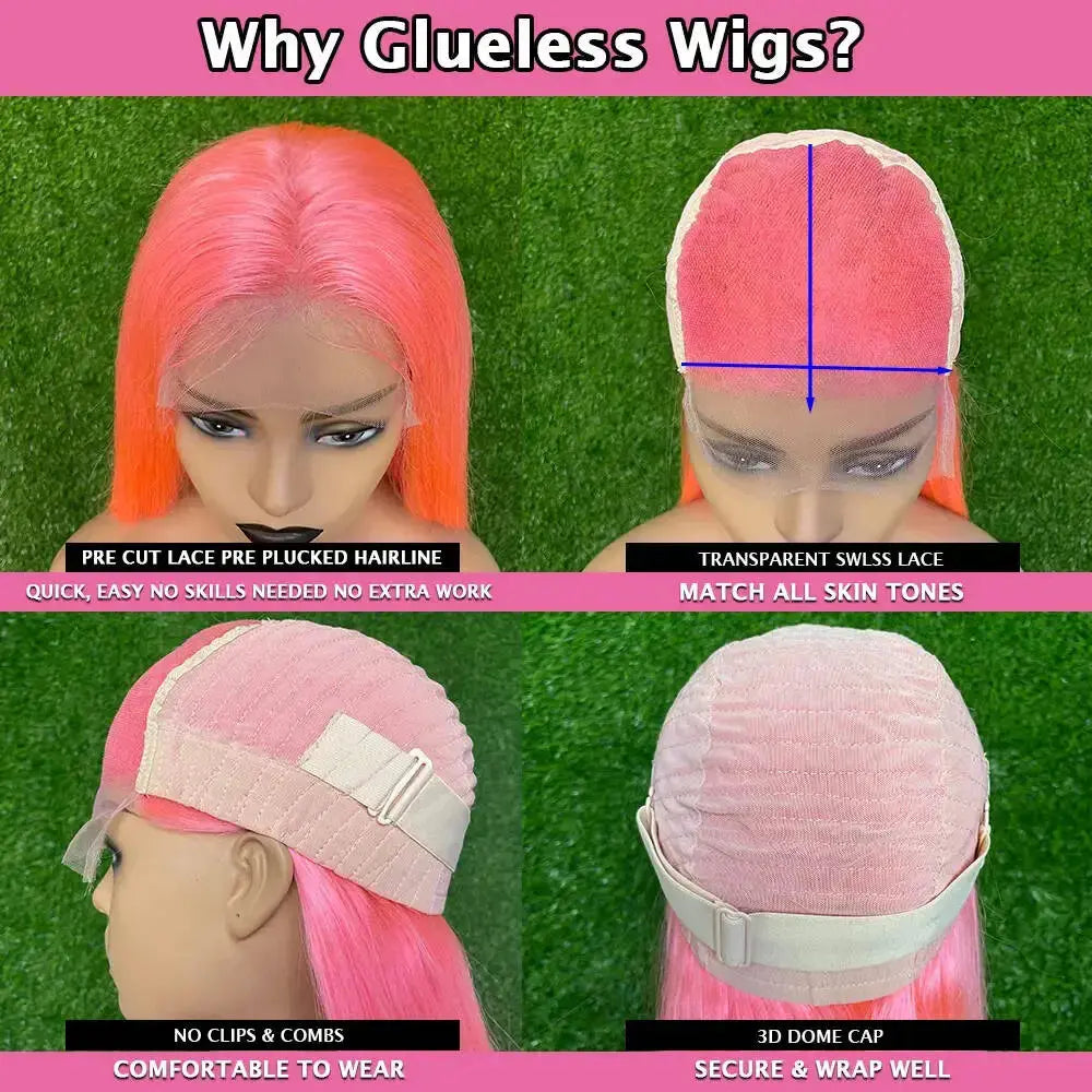 Wear & Go Glueless 13x4 Lace Frontal Wig with Silver, Pink, and 613 Highlights T.L.H.M