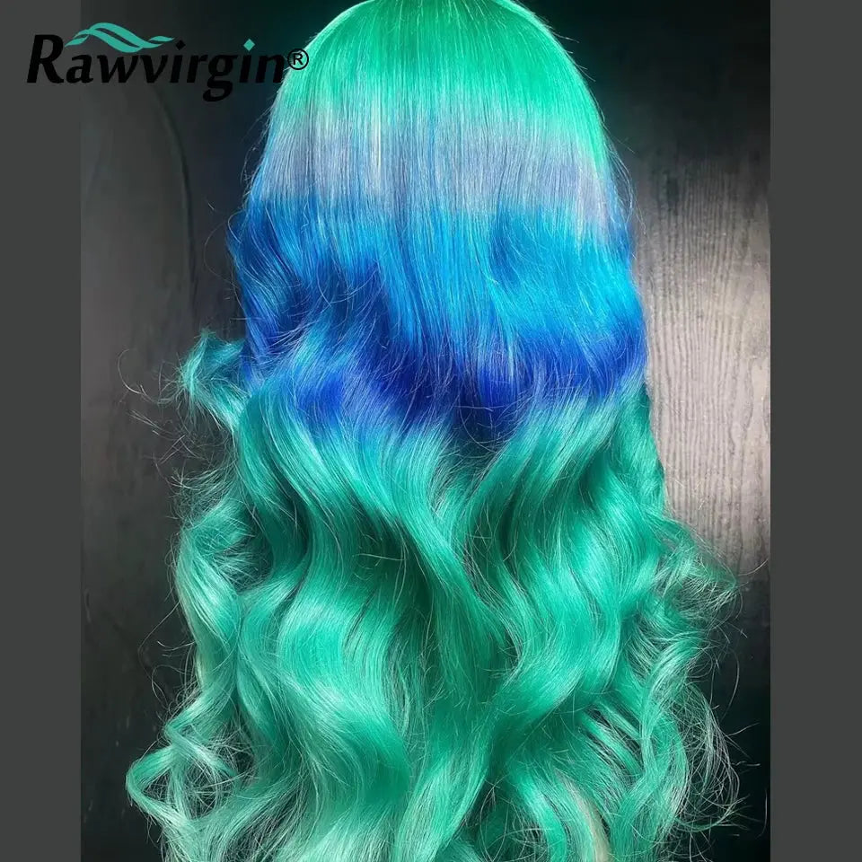 Green & Blue 13x4x1 Body Wave Virgin Hair Wig – Transparent Lace, Human Hair T.L.H.M