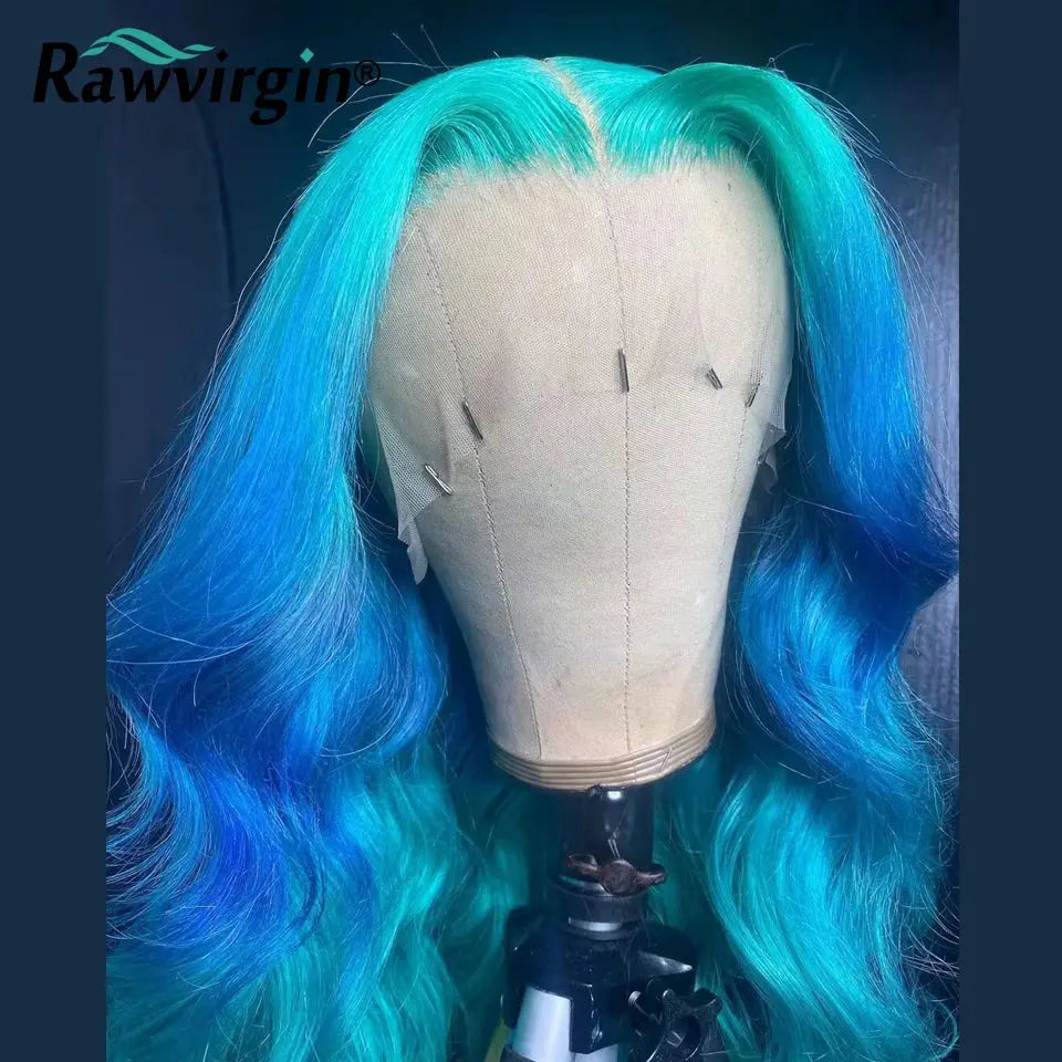 Green & Blue 13x4x1 Body Wave Virgin Hair Wig – Transparent Lace, Human Hair T.L.H.M