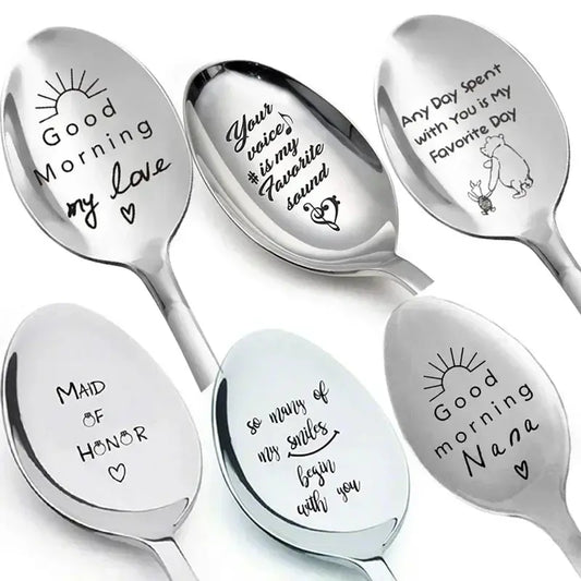 1pc Love Letter Stainless Steel Milk and Coffee Spoons T.L.H.M