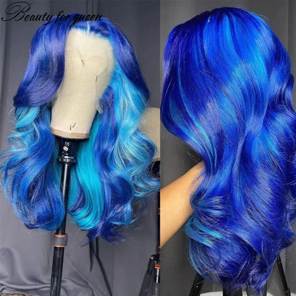 Body Wave Blue/Purple Lace Front Human Hair Wig T.L.H.M