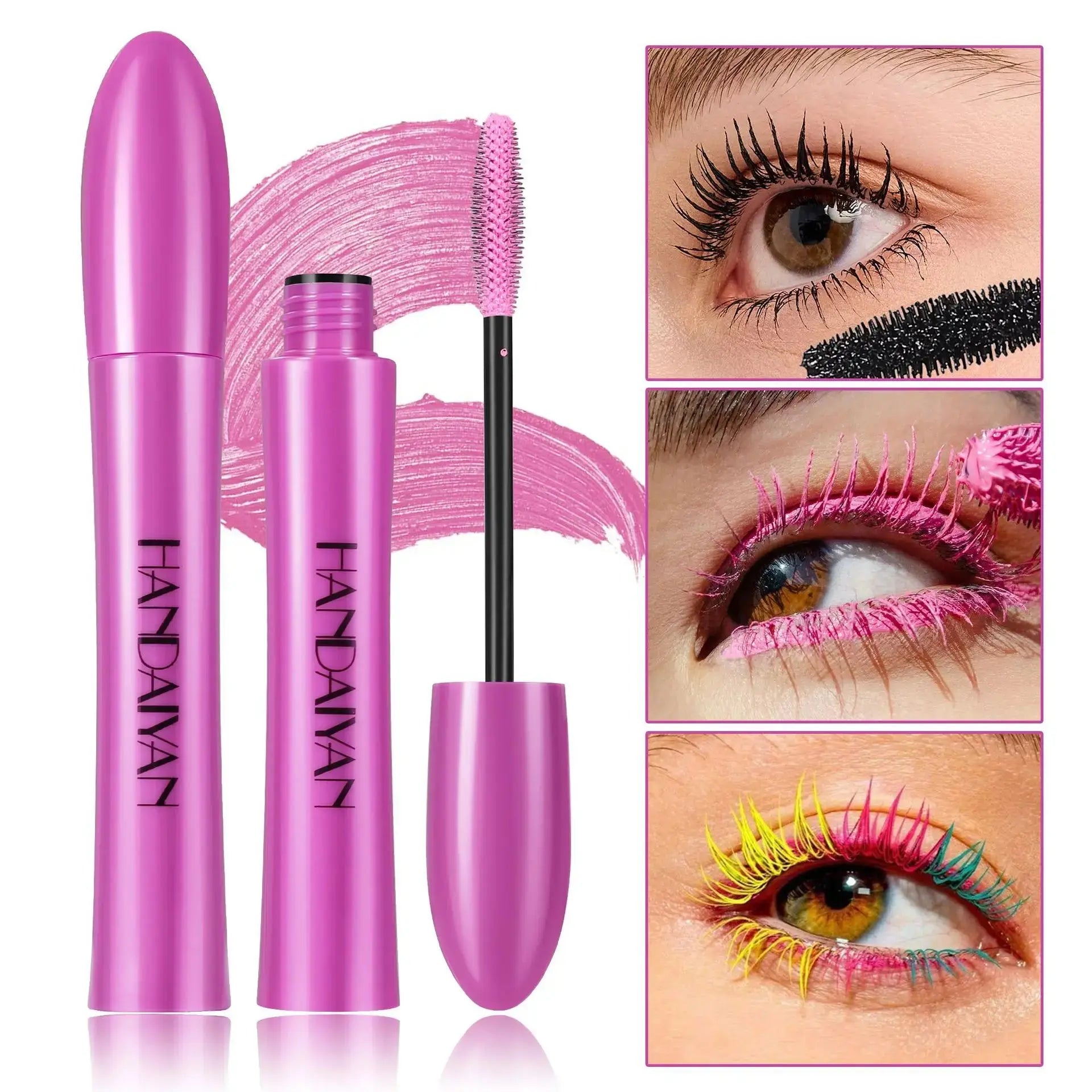 Waterproof Blue Mascara – Thick, Curling, Quick-Dry Eye Makeup in Purple, White, Black, and Pink T.L.H.M