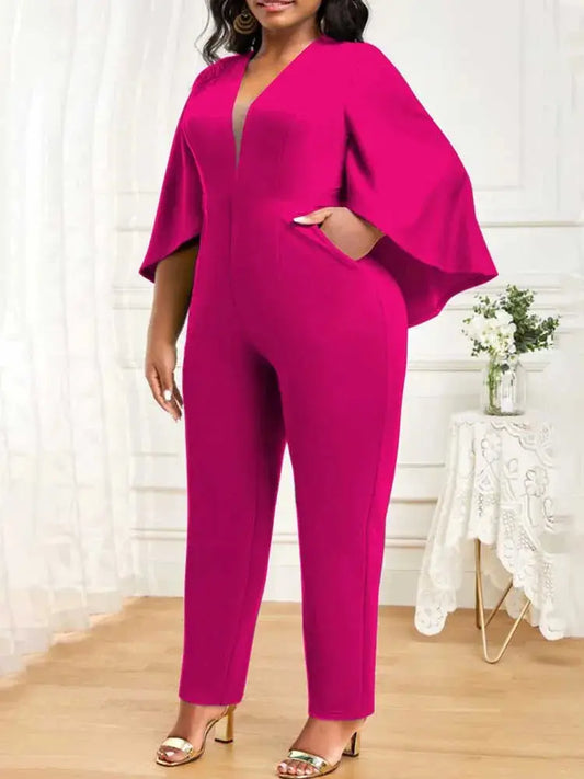 Batwing Sleeves Plus Size Sexy Jumpsuit T.L.H.M