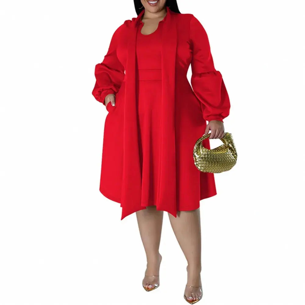 XL-5XL Plus Size Bohemian Dress Long Sleeve Bandage Robe Dress T.L.H.M