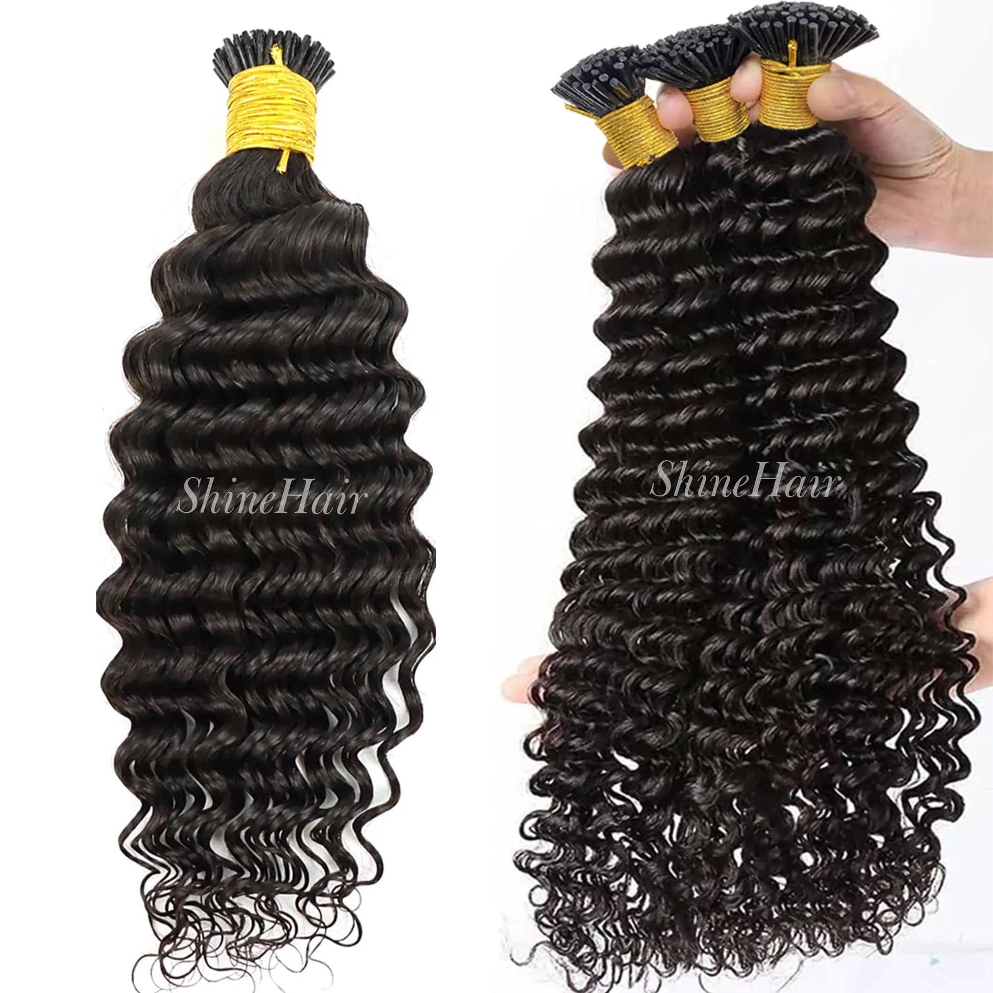 Water Wave Microlink Hair Extensions Remy Curly I Tip Hair Extensions Human Natural Hair Bundles For Black Women 50Strands/pack T.L.H.M