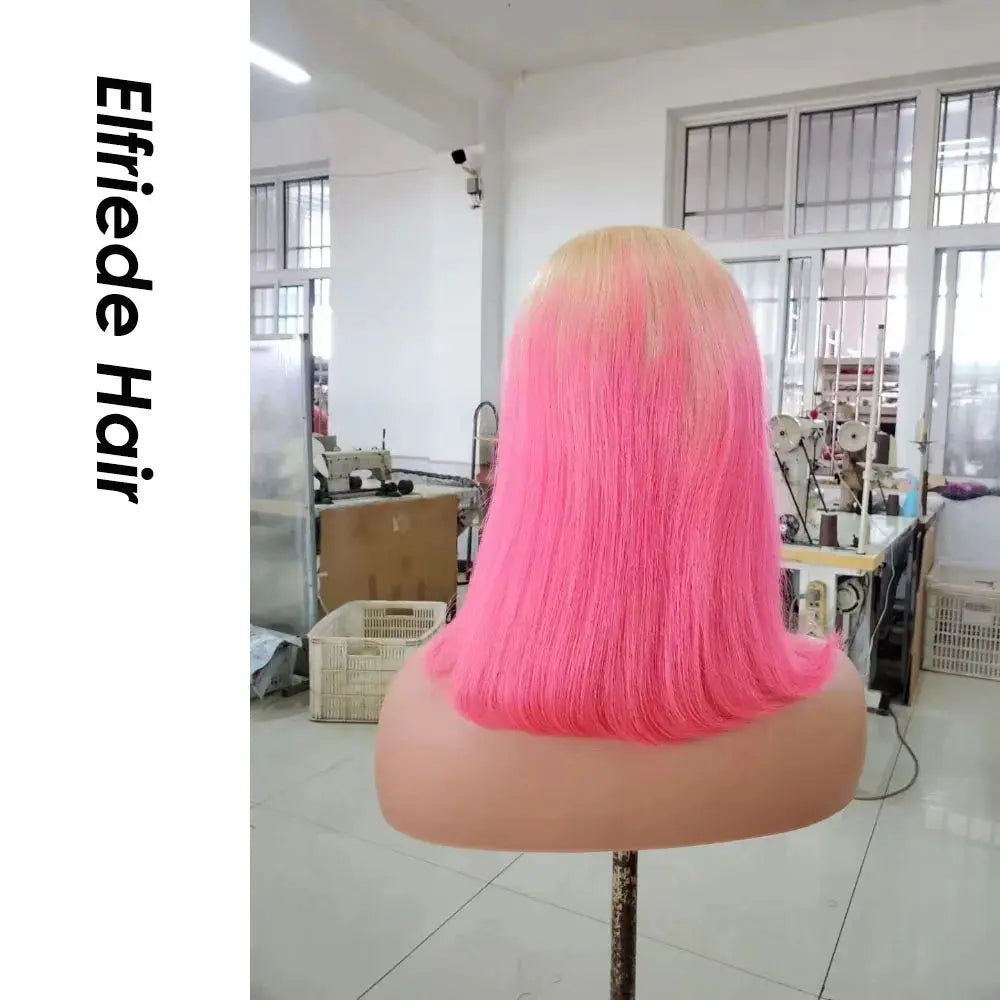 Elfriede #613 /Pink Bob Wigs Human Hair Wigs Straight T.L.H.M