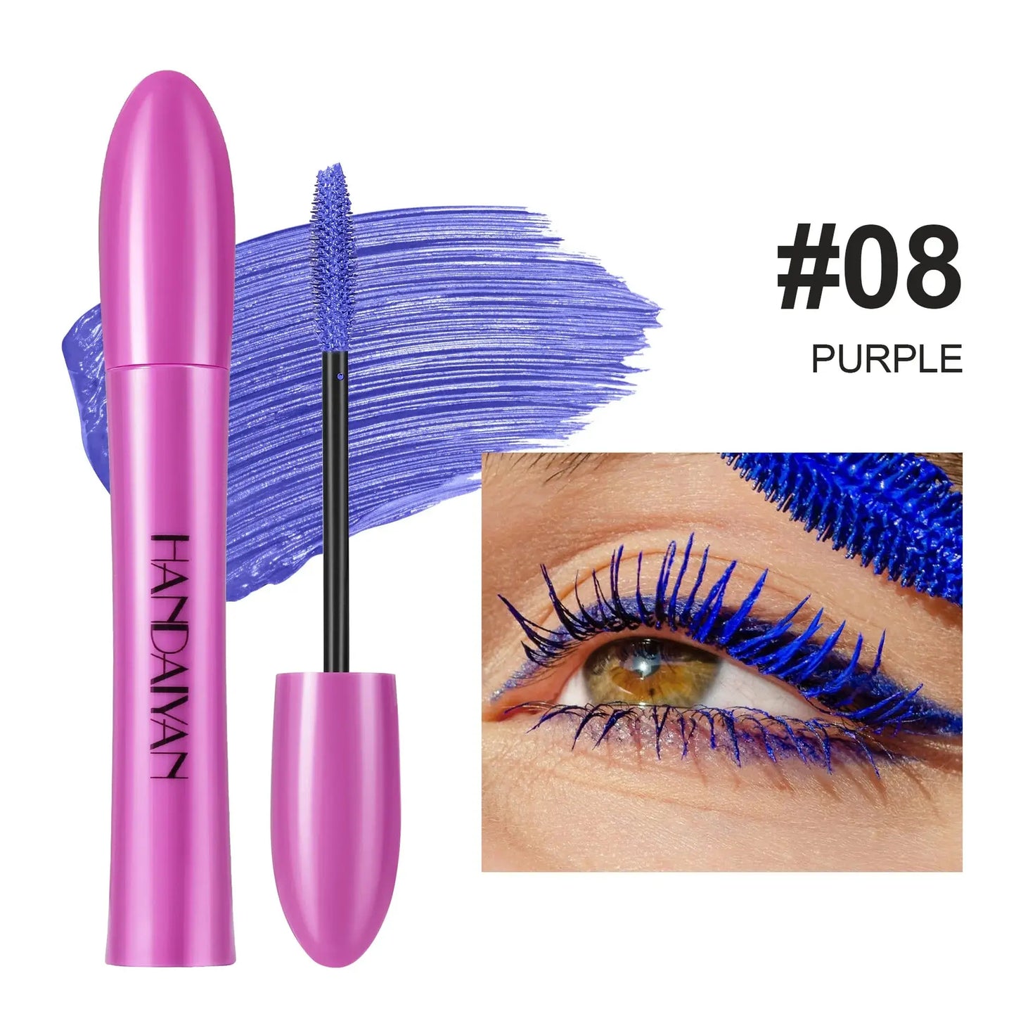 Waterproof Blue Mascara – Thick, Curling, Quick-Dry Eye Makeup in Purple, White, Black, and Pink T.L.H.M