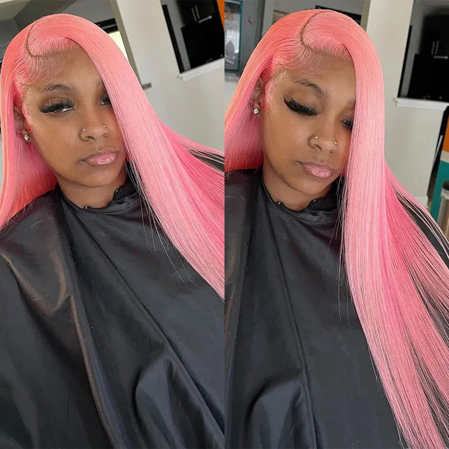 13x6 Glueless Pink Straight Lace Frontal Wig T.L.H.M