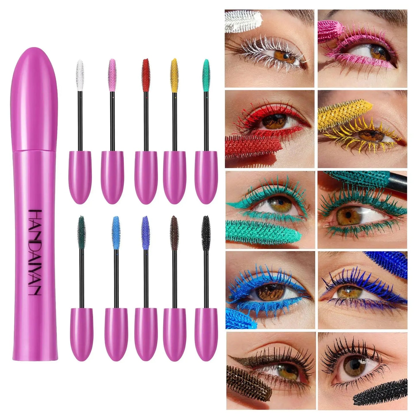 Waterproof Blue Mascara – Thick, Curling, Quick-Dry Eye Makeup in Purple, White, Black, and Pink T.L.H.M