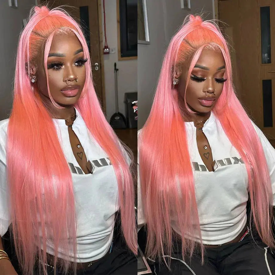 13x6 Glueless Pink Straight Lace Frontal Wig T.L.H.M