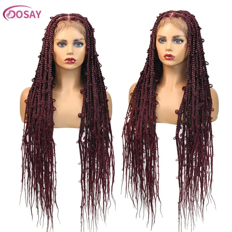 36" Butterfly Braided Full Lace Goddess Locs Box Braids Wig T.L.H.M