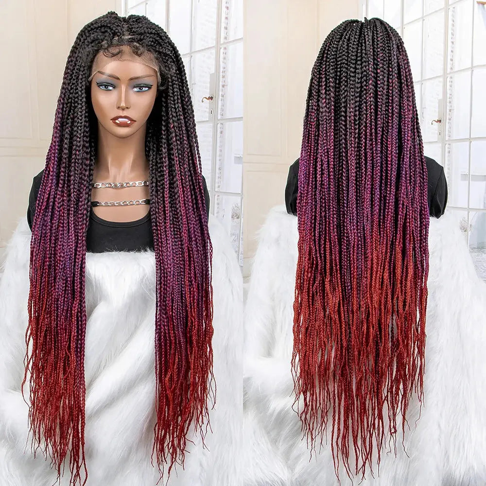 New Synthetic 9x6 Lace Frontal Colorful Braided Wigs 36 Inches T.L.H.M