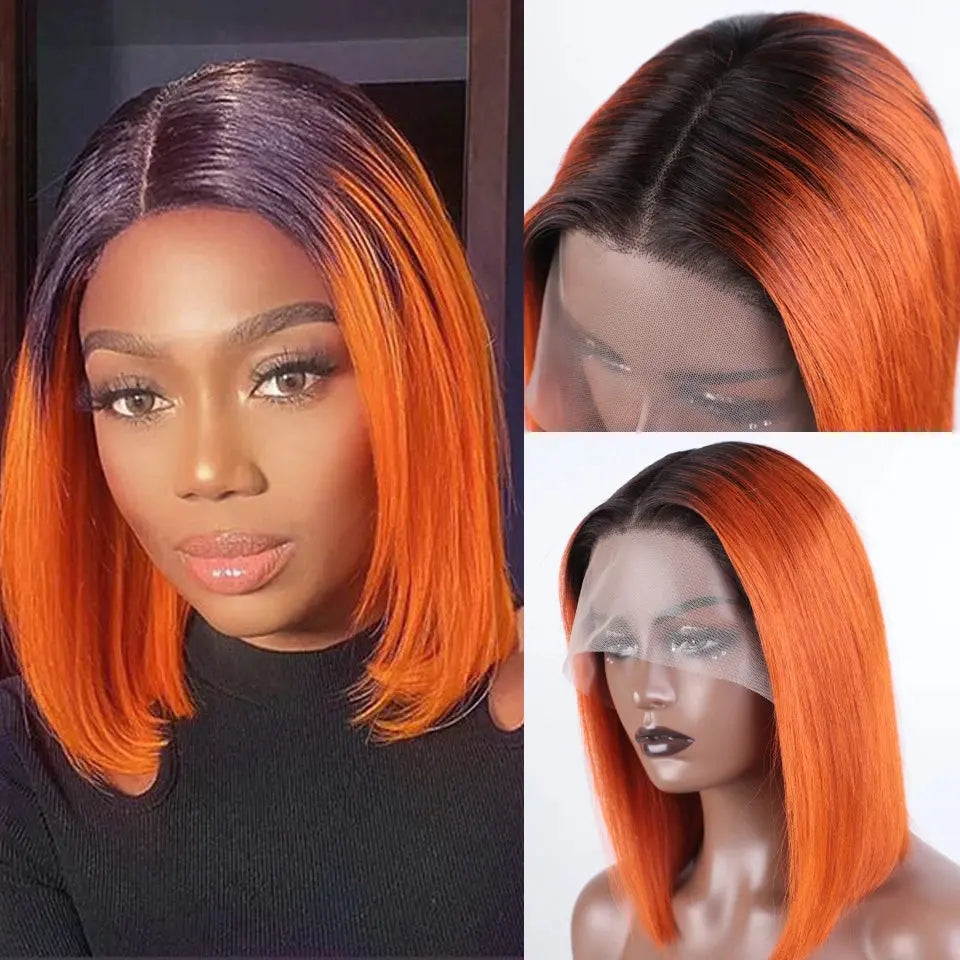 Ginger Human Hair Glueless Wig Short Bob Human Hair Wig Pink ,613 T.L.H.M