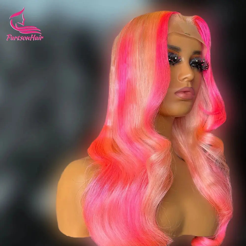 Wear & Go Glueless 13x4 Lace Frontal Wig with Silver, Pink, and 613 Highlights T.L.H.M