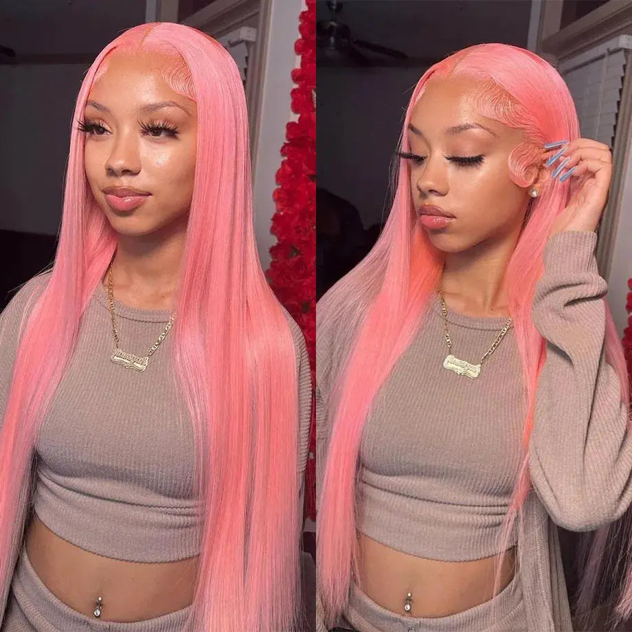 13x6 Glueless Pink Straight Lace Frontal Wig T.L.H.M