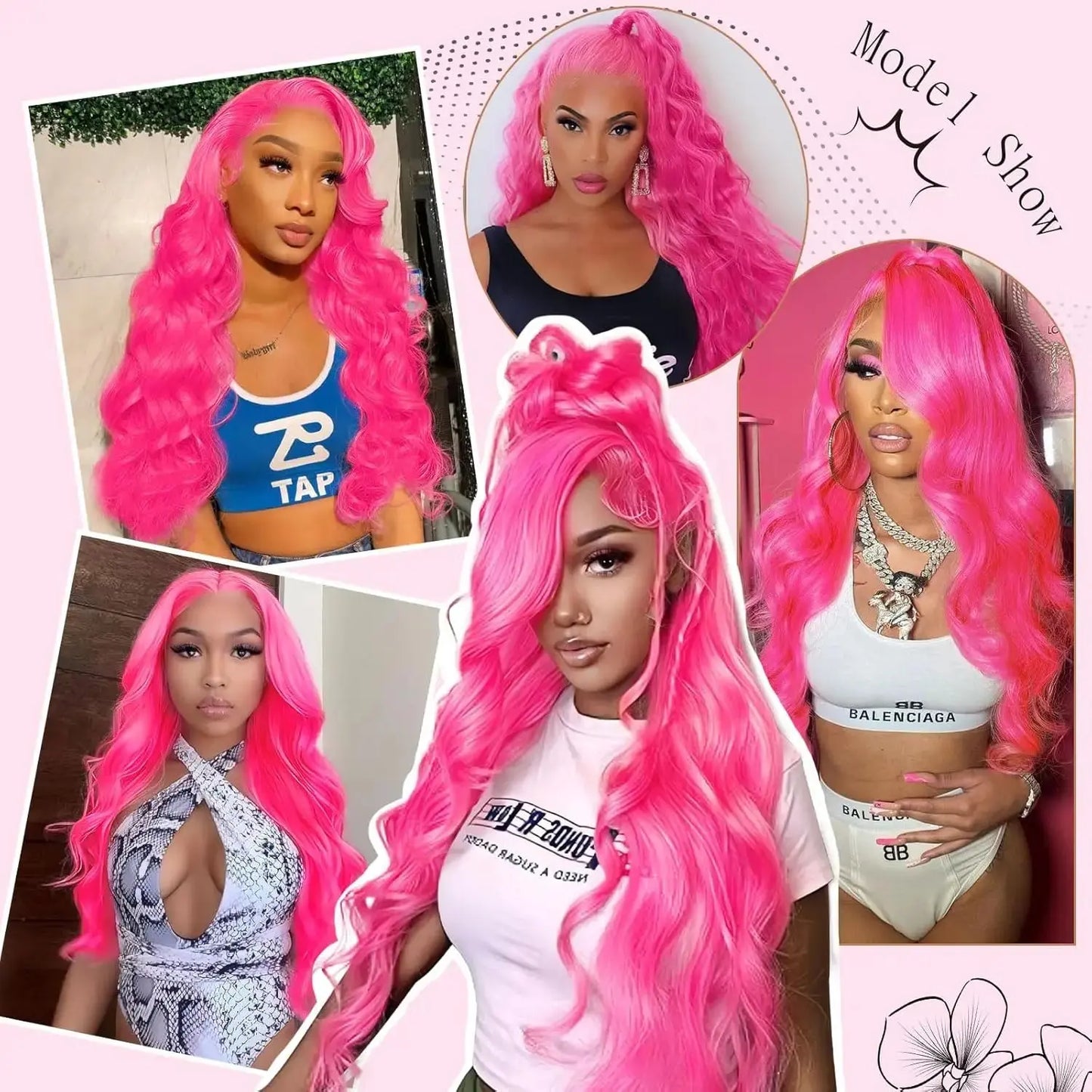 Ombre Hot Pink Body Wave Lace Front Wig T.L.H.M