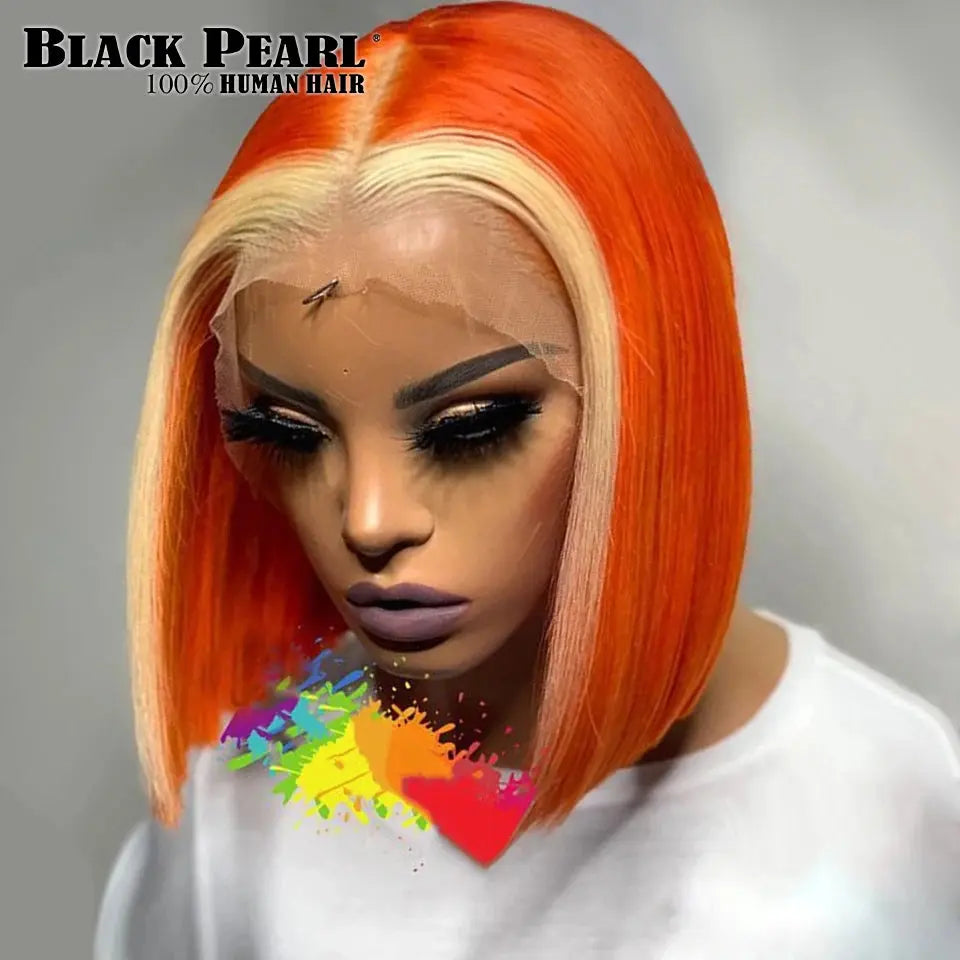 Ginger Human Hair Glueless Wig Short Bob Human Hair Wig Pink ,613 T.L.H.M