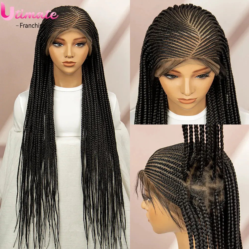 Cornrow Box Synthetic Braided Full 360 Lace Wigs T.L.H.M