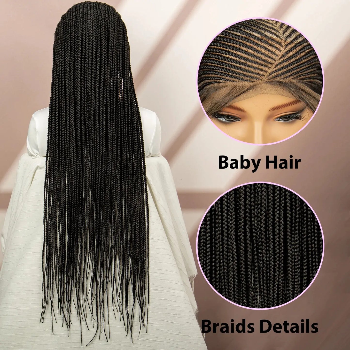 Cornrow Box Synthetic Braided Full 360 Lace Wigs T.L.H.M