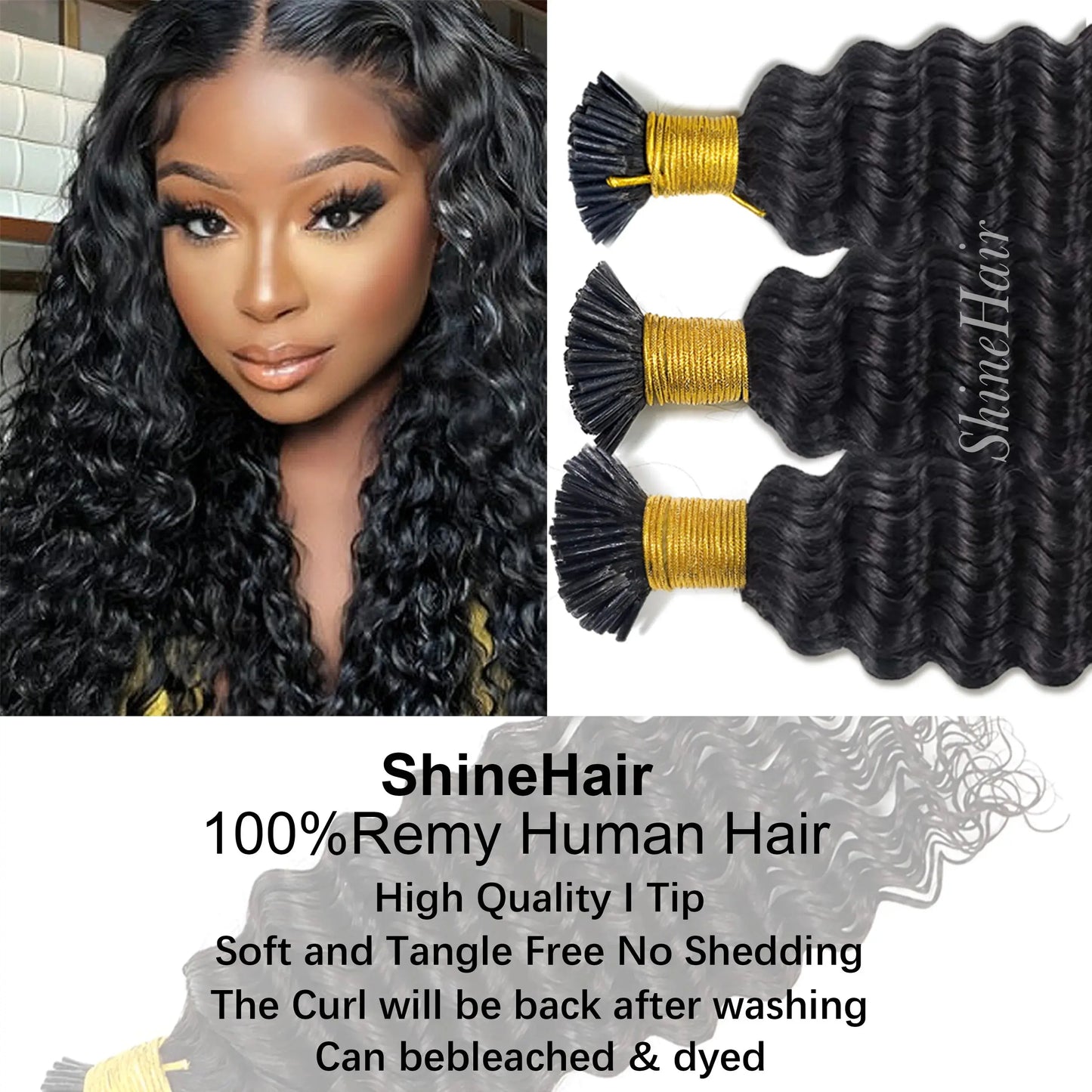 Water Wave Microlink Hair Extensions Remy Curly I Tip Hair Extensions Human Natural Hair Bundles For Black Women 50Strands/pack T.L.H.M