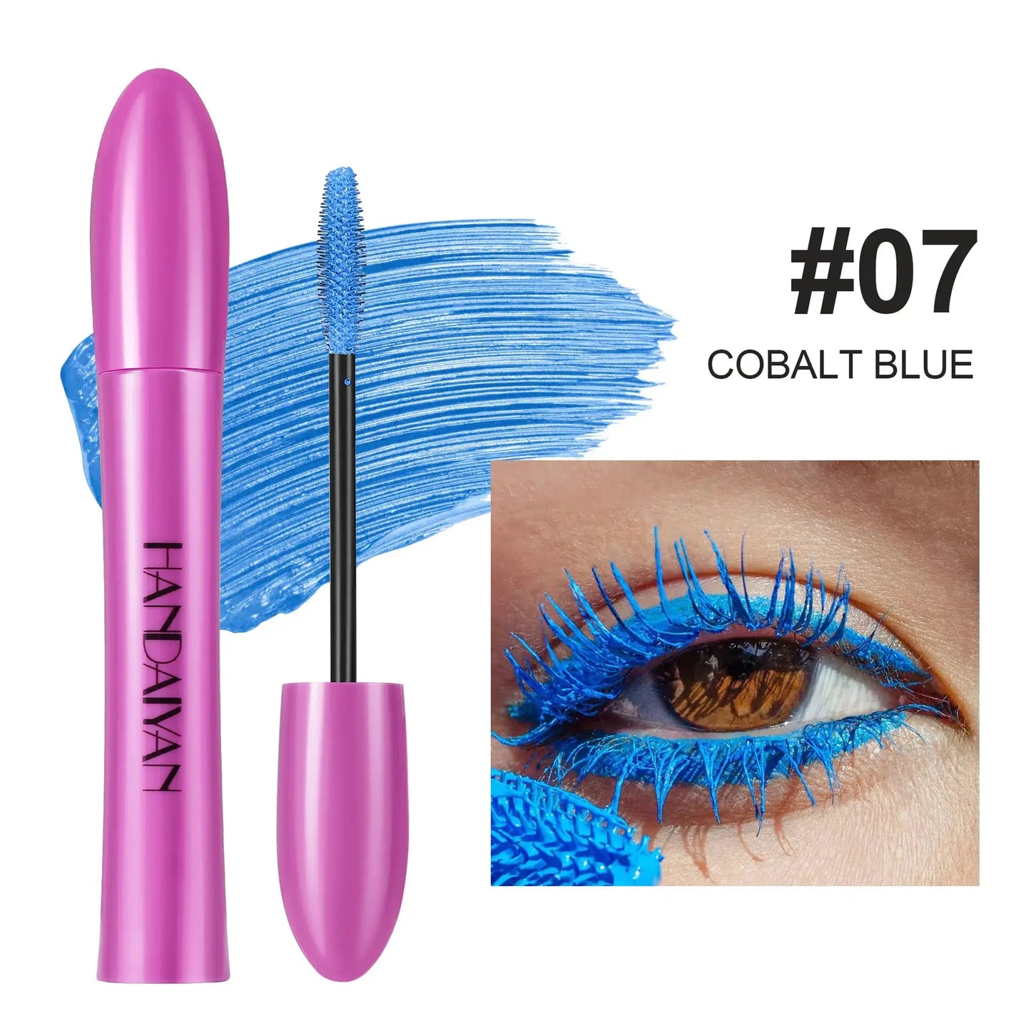 Waterproof Blue Mascara – Thick, Curling, Quick-Dry Eye Makeup in Purple, White, Black, and Pink T.L.H.M