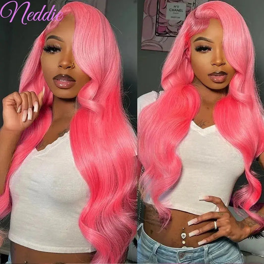 Body Wave Pink Wigs 13x4 100% Human Hair 13x6 Hd Lace Frontal Wigs T.L.H.M