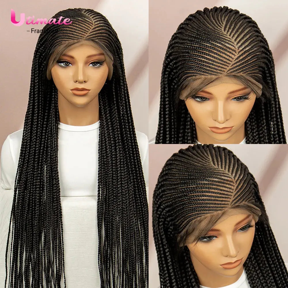 Cornrow Box Synthetic Braided Full 360 Lace Wigs T.L.H.M