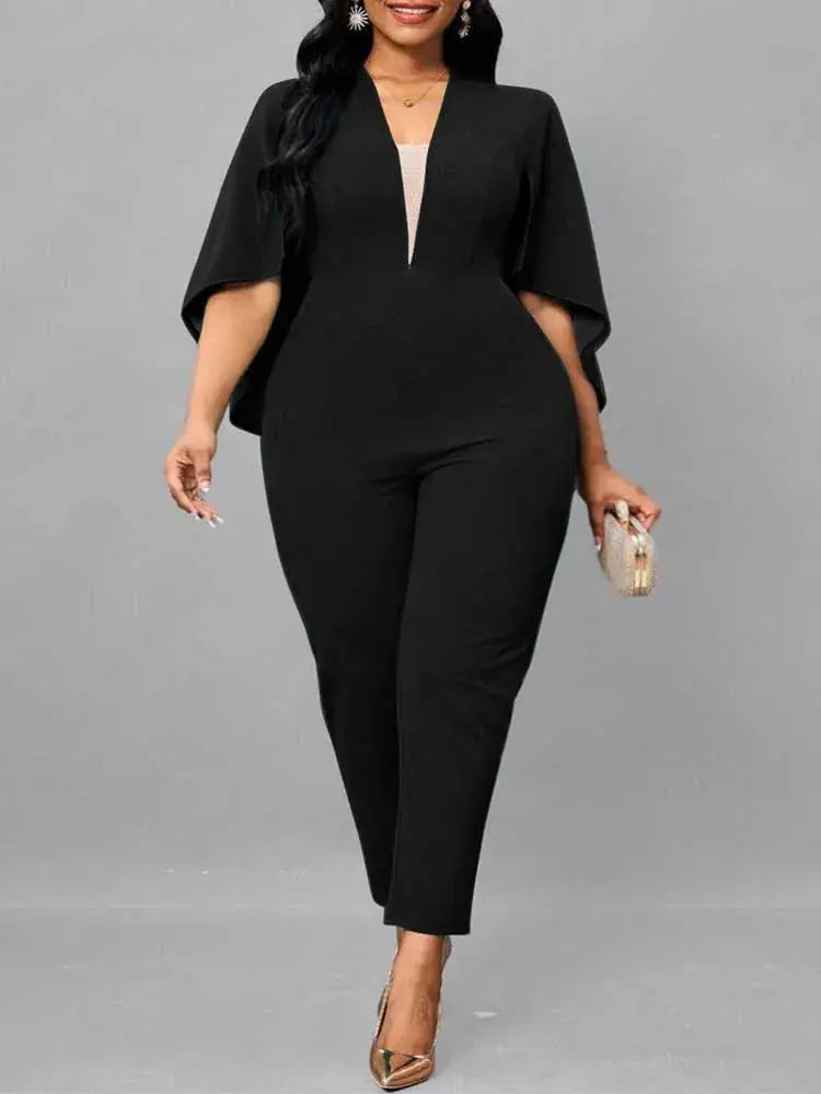 Batwing Sleeves Plus Size Sexy Jumpsuit T.L.H.M