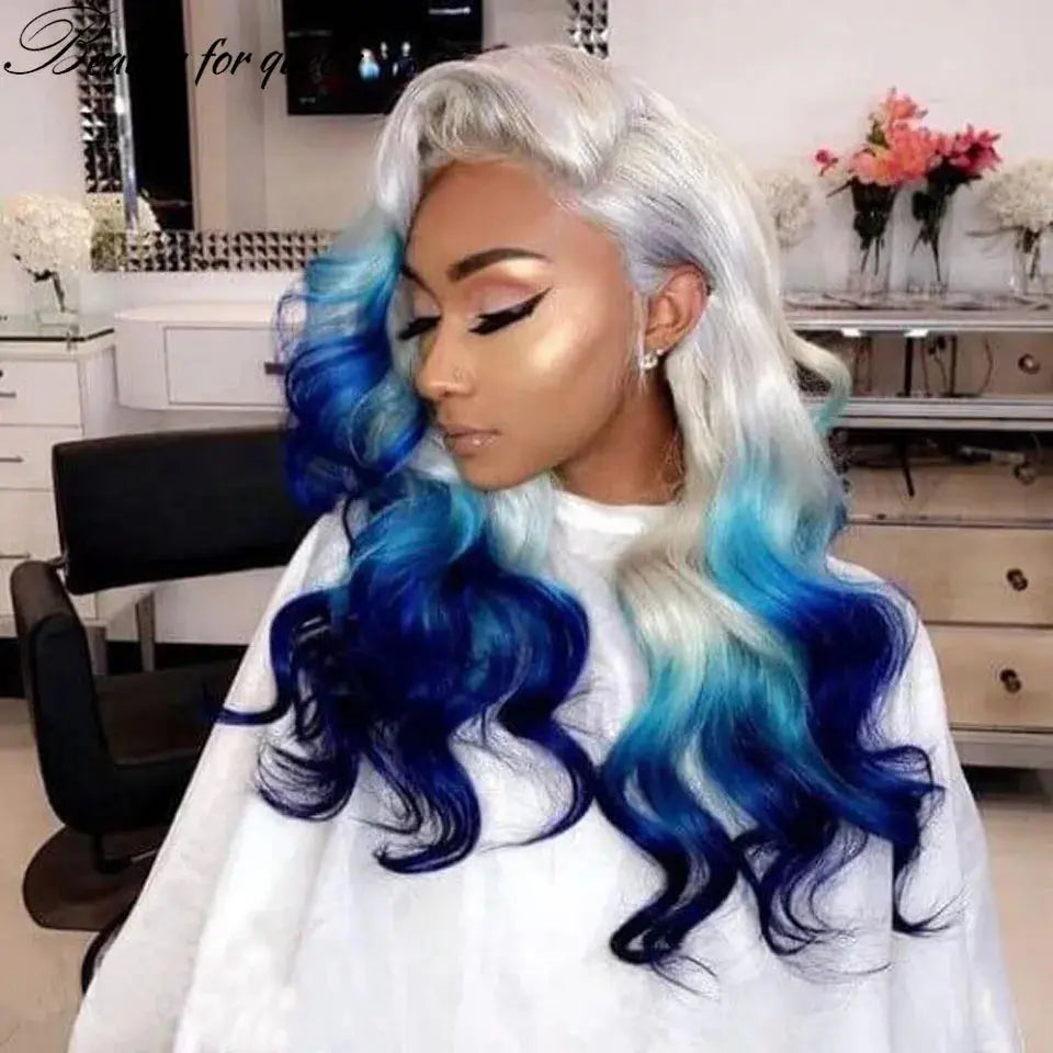 Ombre Blue Lace Front Wig – 150% Brazilian Hair, Transparent, with Baby Hair T.L.H.M